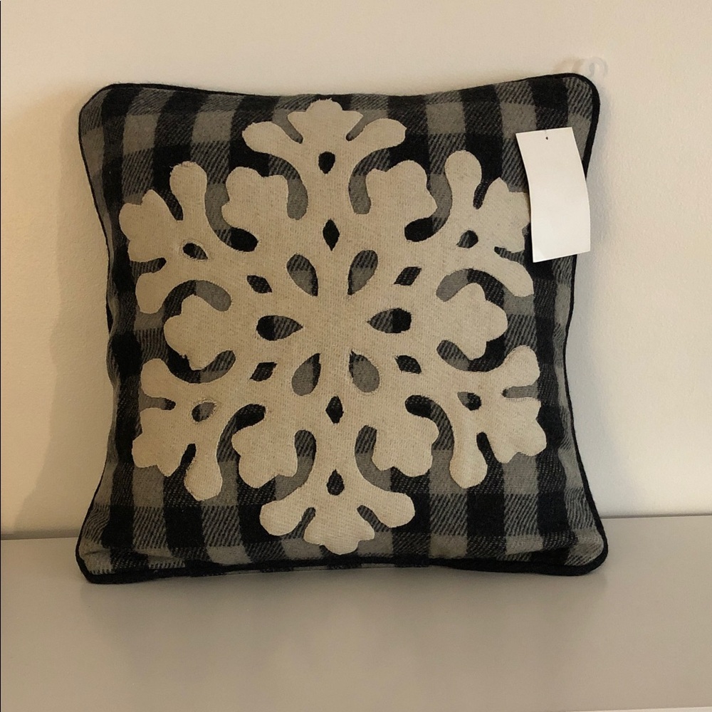 Plaid Snowflake Holiday Pillow
